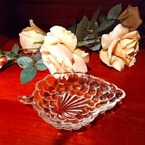 Vintage Bubble clear glass leaf dish